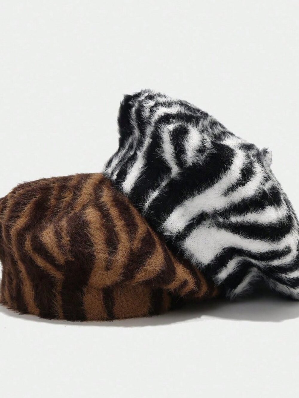 Multicolor Street Women's Zebra Stripes Flannelette Brimless Artist Hat